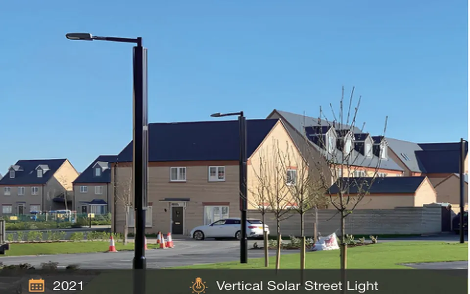 Vertical solar street light project in United Kingdom