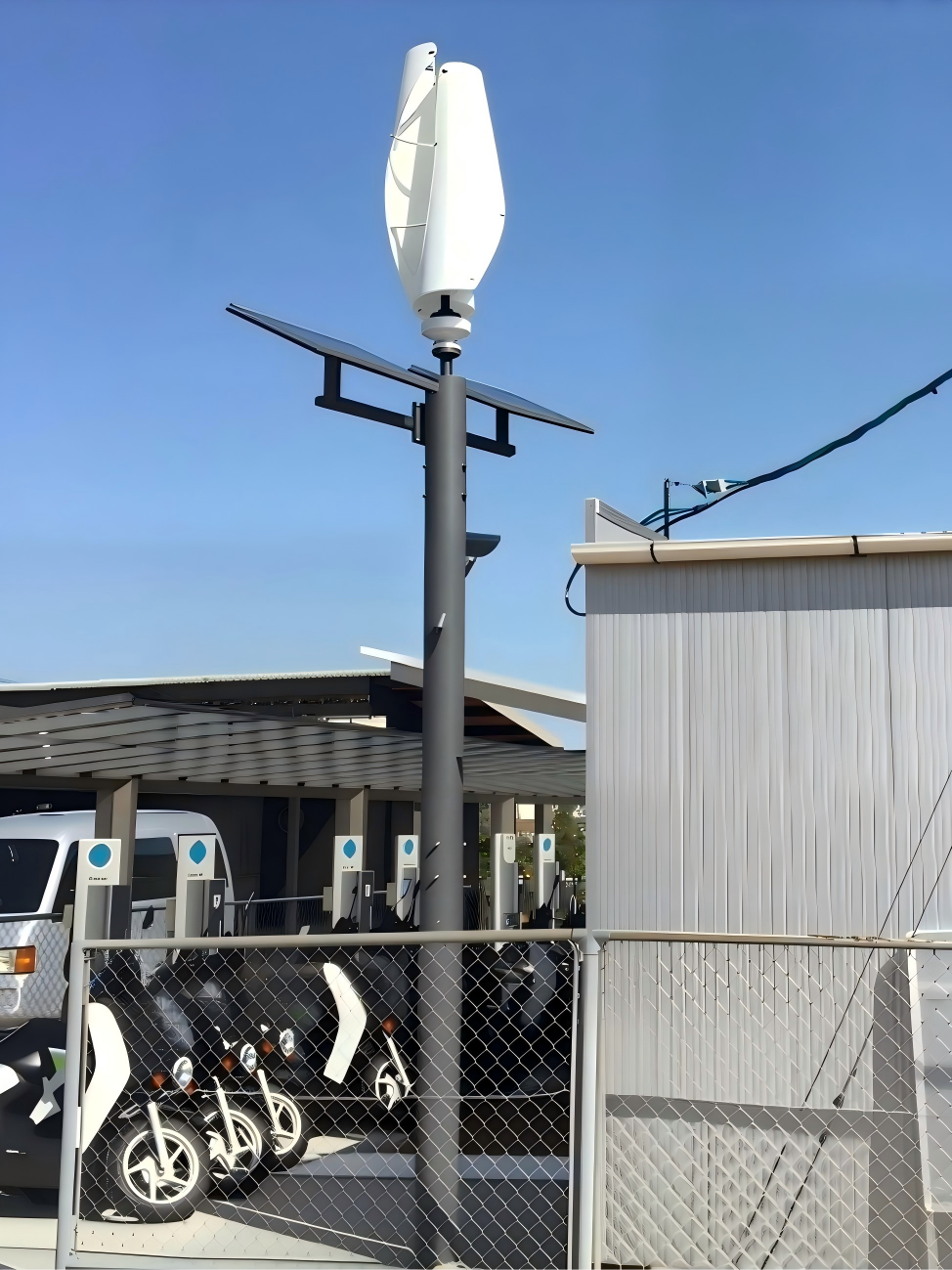 Vertical wind solar hybrid LED street light installation project 1