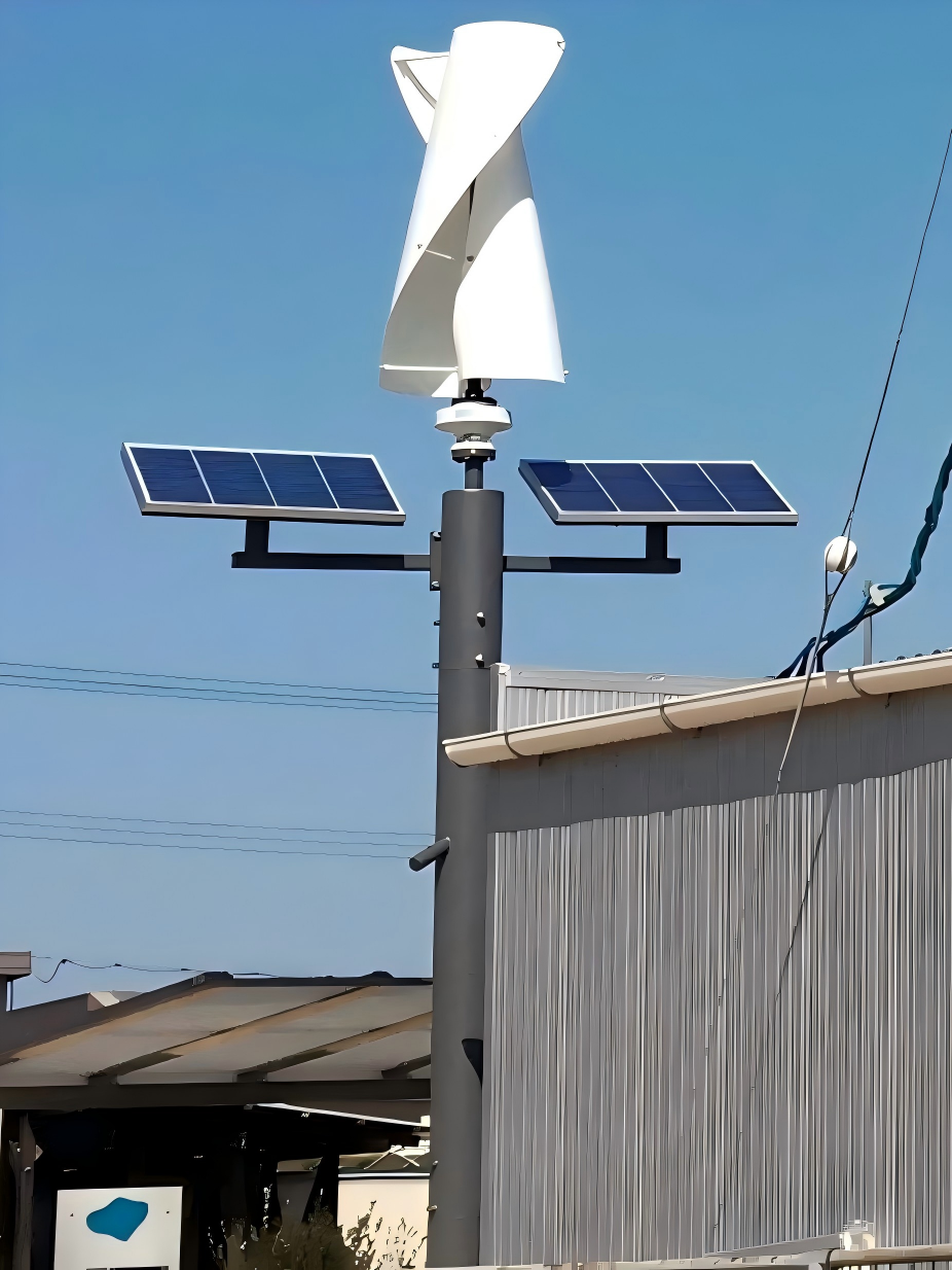 Vertical wind solar hybrid LED street light installation project 2