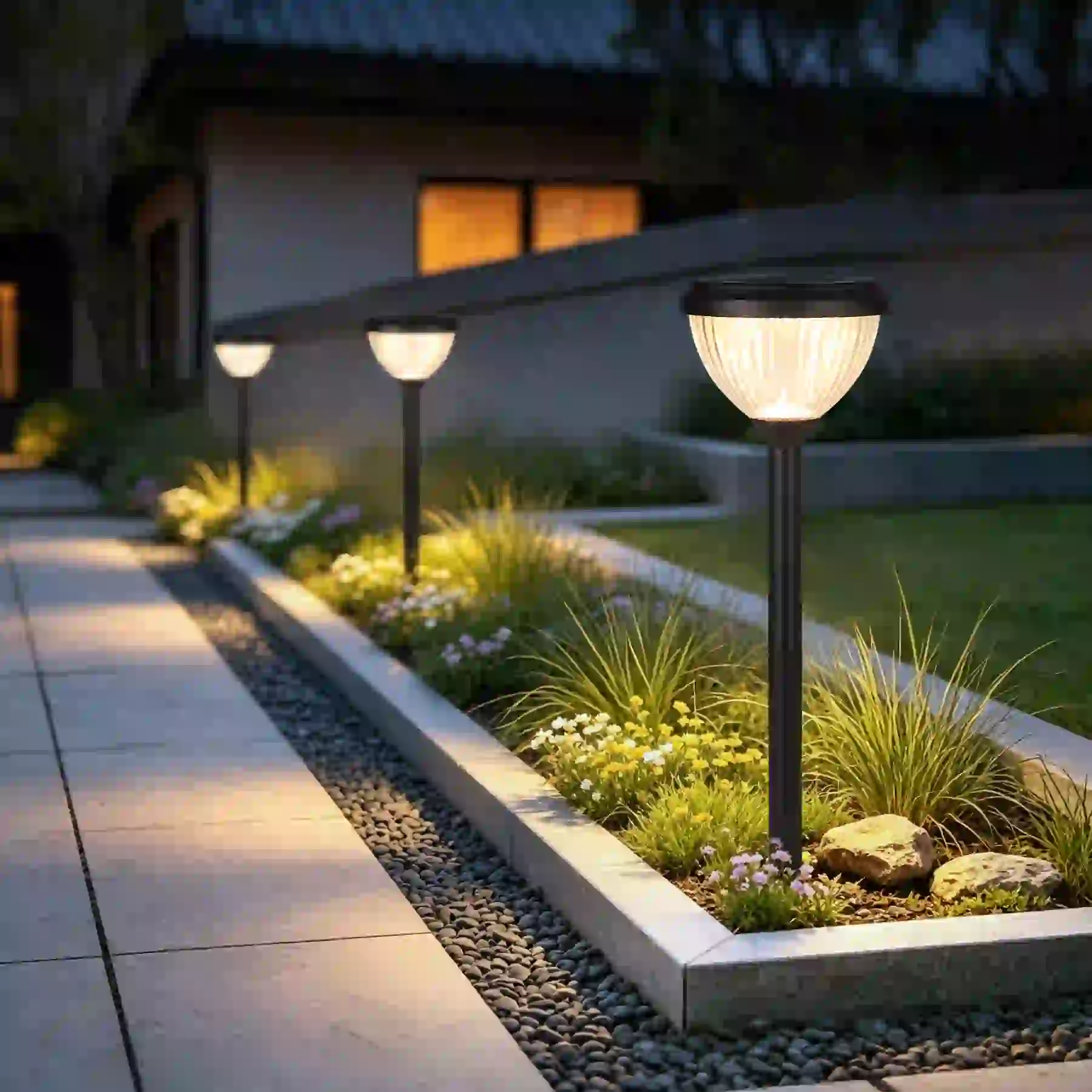 CPD-0705 solar light in a planted garden bed