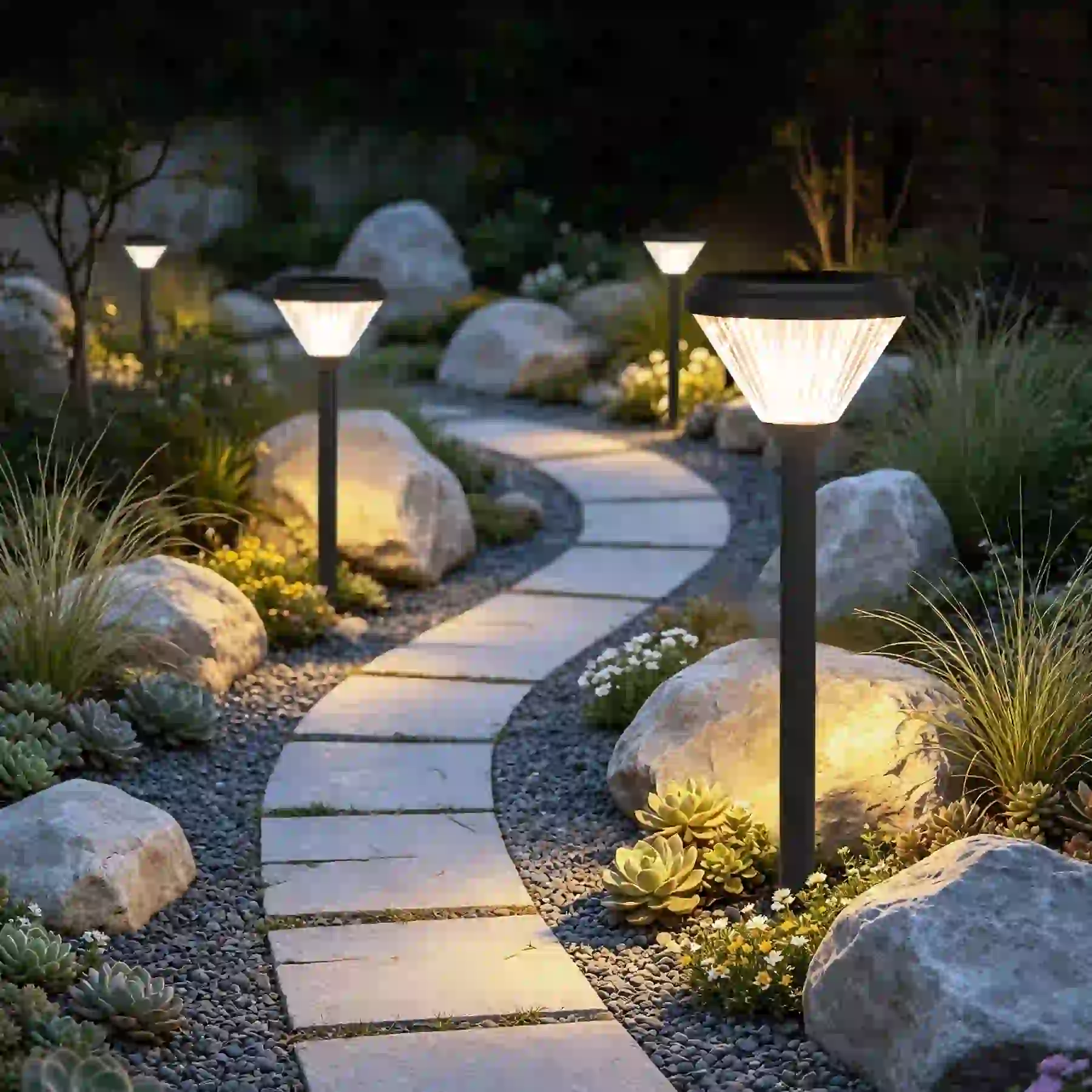 CPD-0804 solar light in a planted garden bed