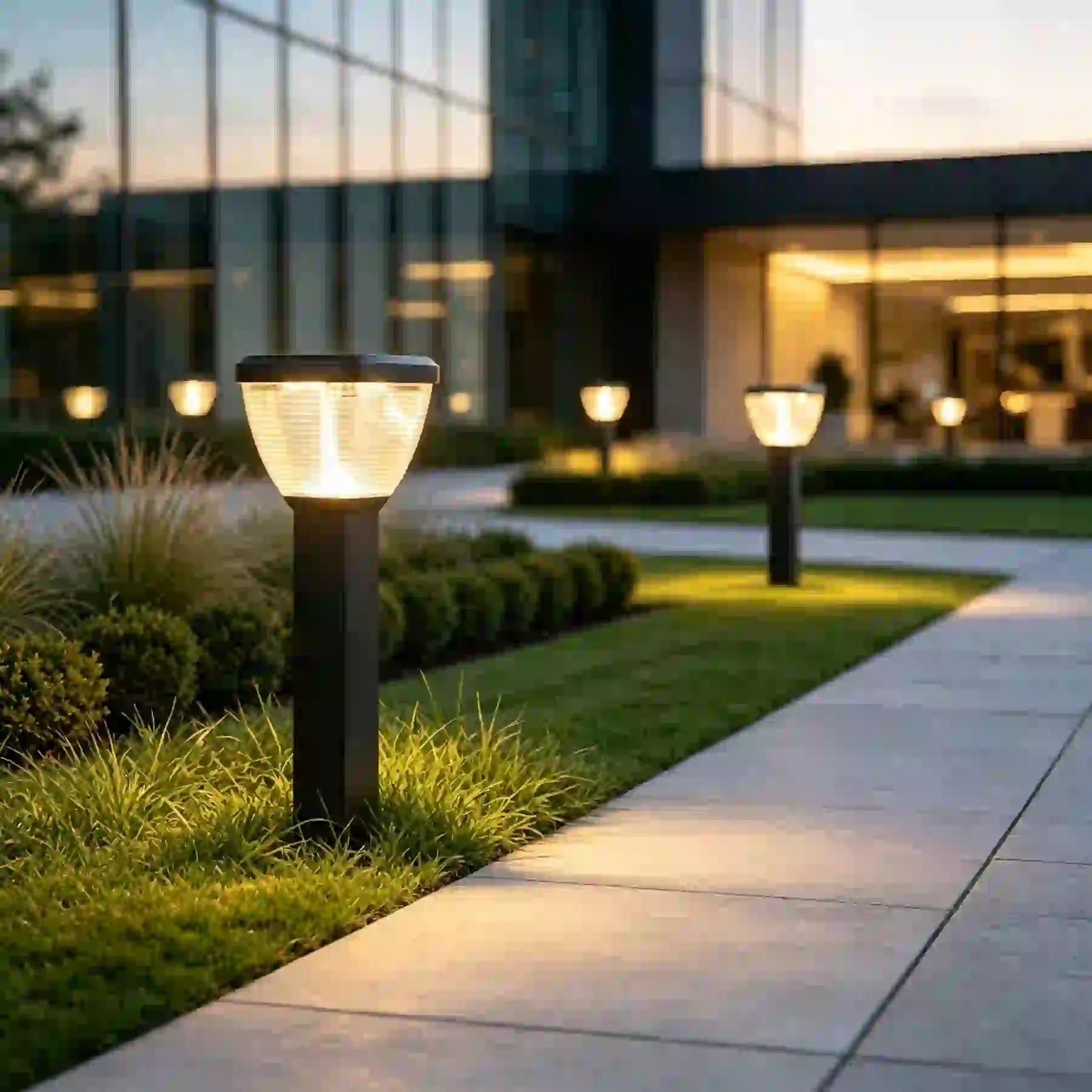 CPD-1106 solar lights in a courtyard