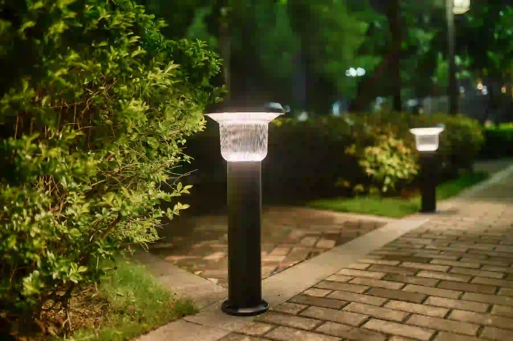 CPD-2204 solar light in a planted garden bed