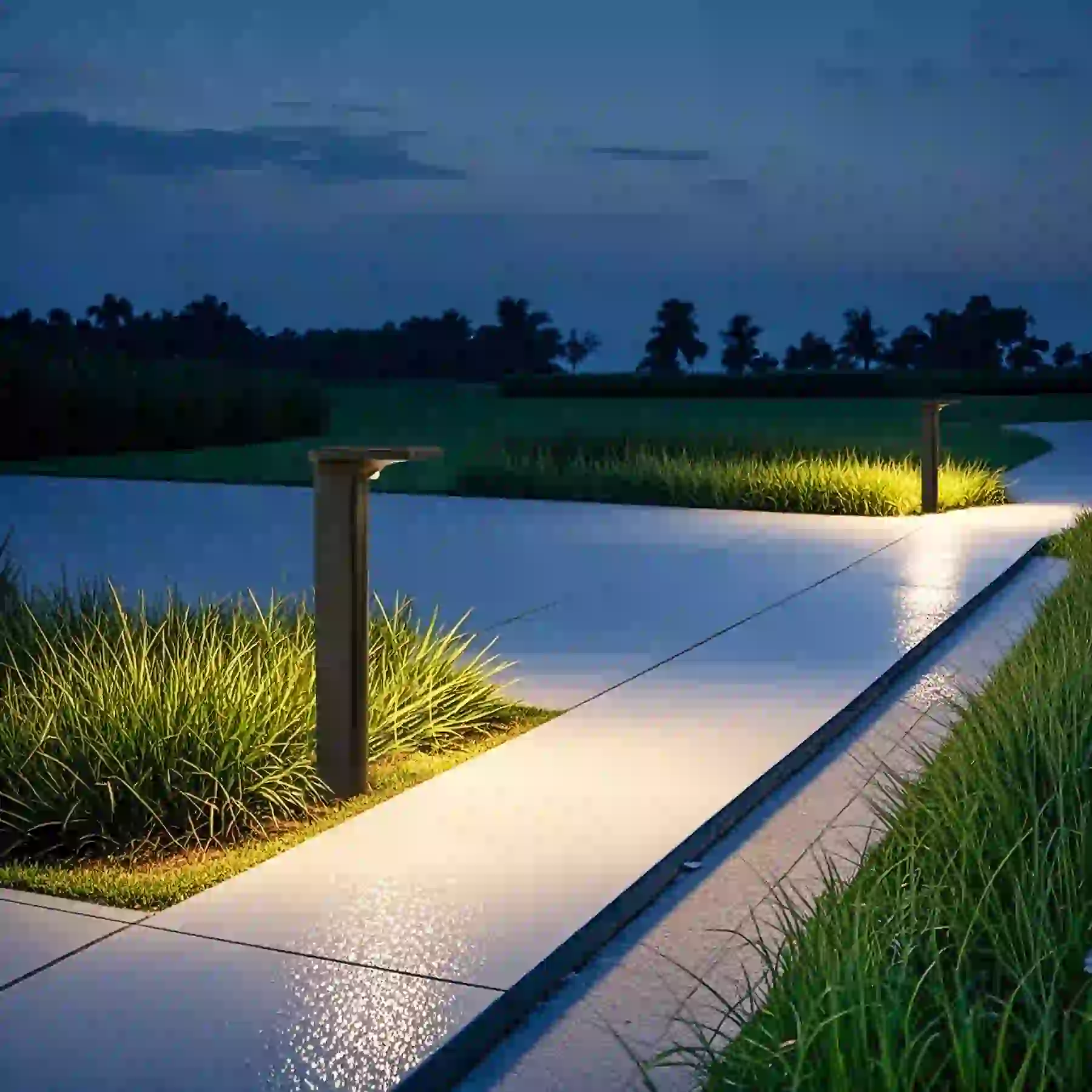 CPD-3005 solar lights along a garden path