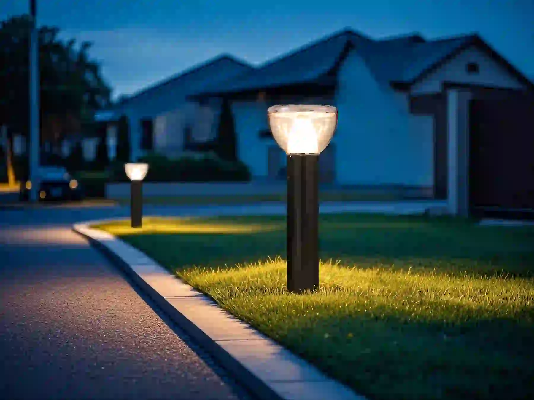 CPD-3006 solar lights in a courtyard