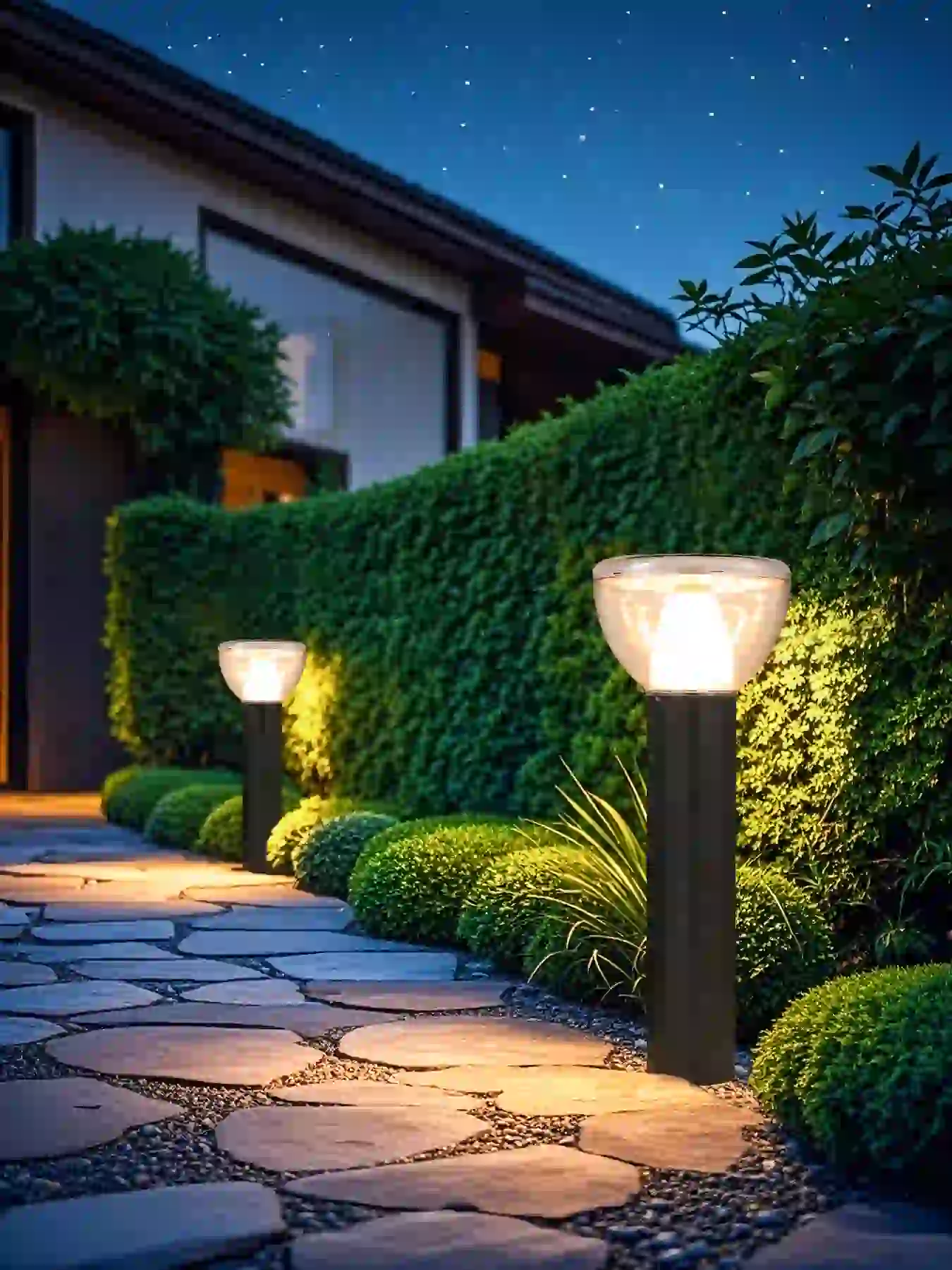 CPD-3006 solar lights beside a residential entry