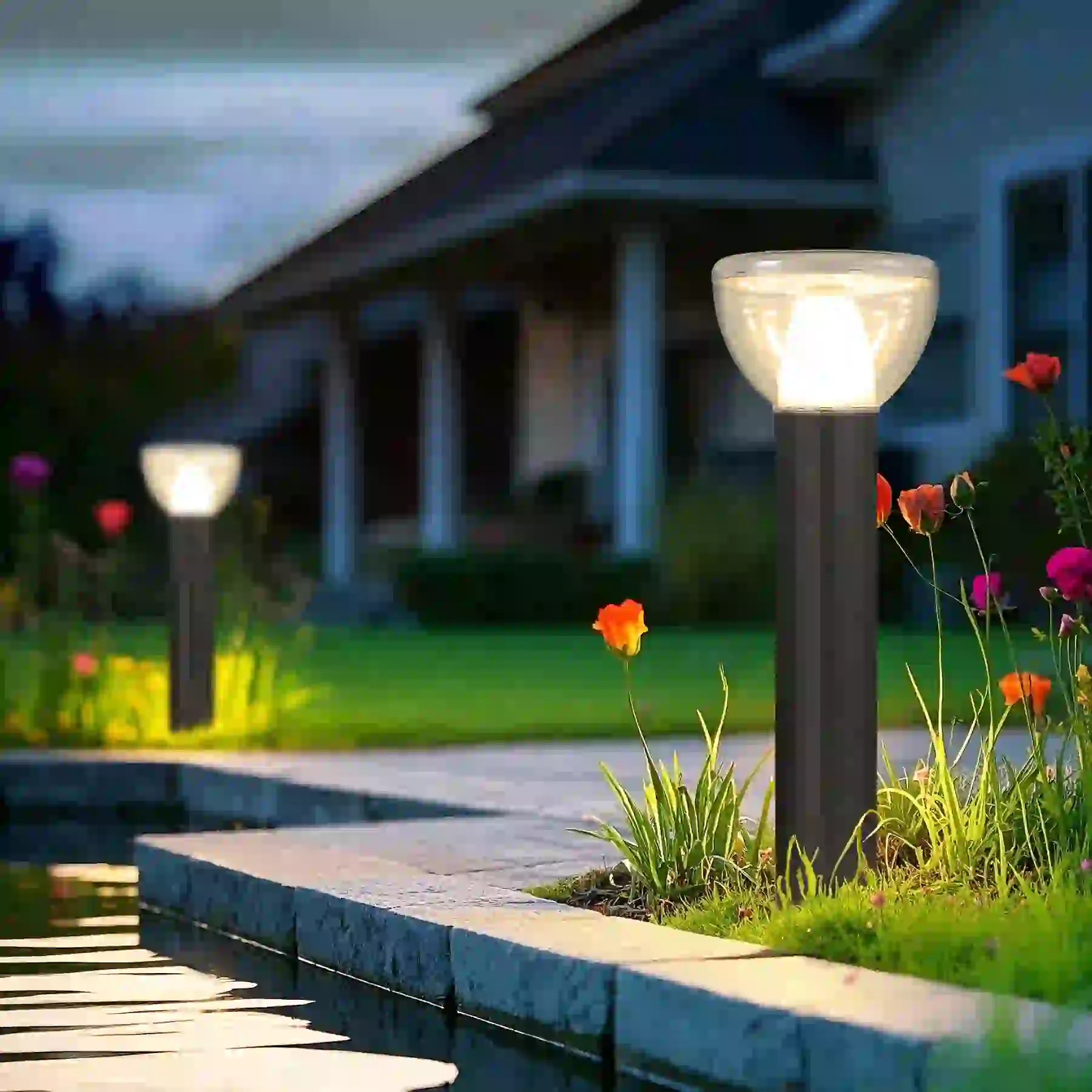 CPD-3006 solar light beside a patio seating area
