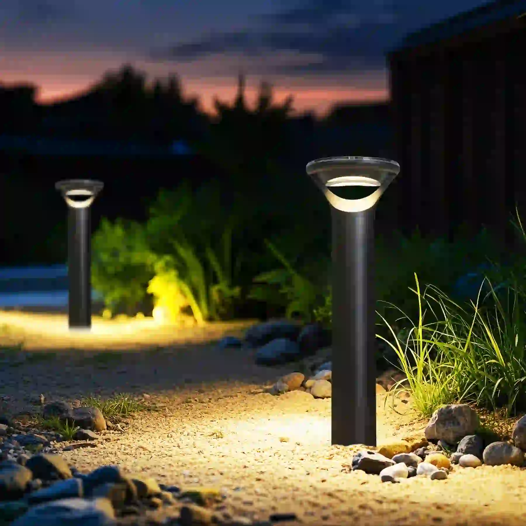 CPD-9208 solar lights beside a residential entry