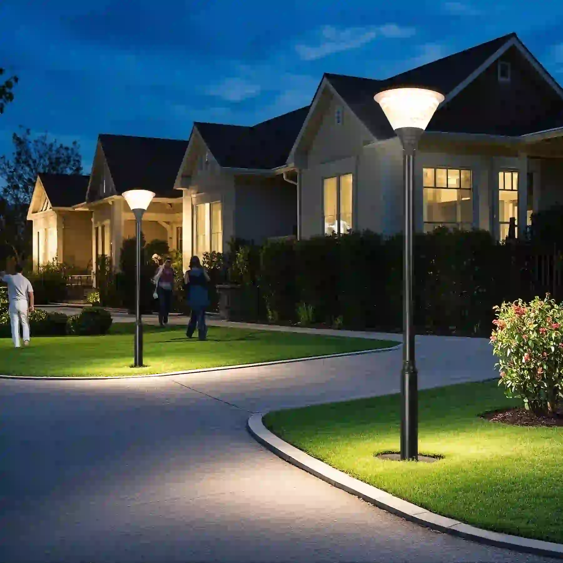 GGD-001 solar lights along a garden path