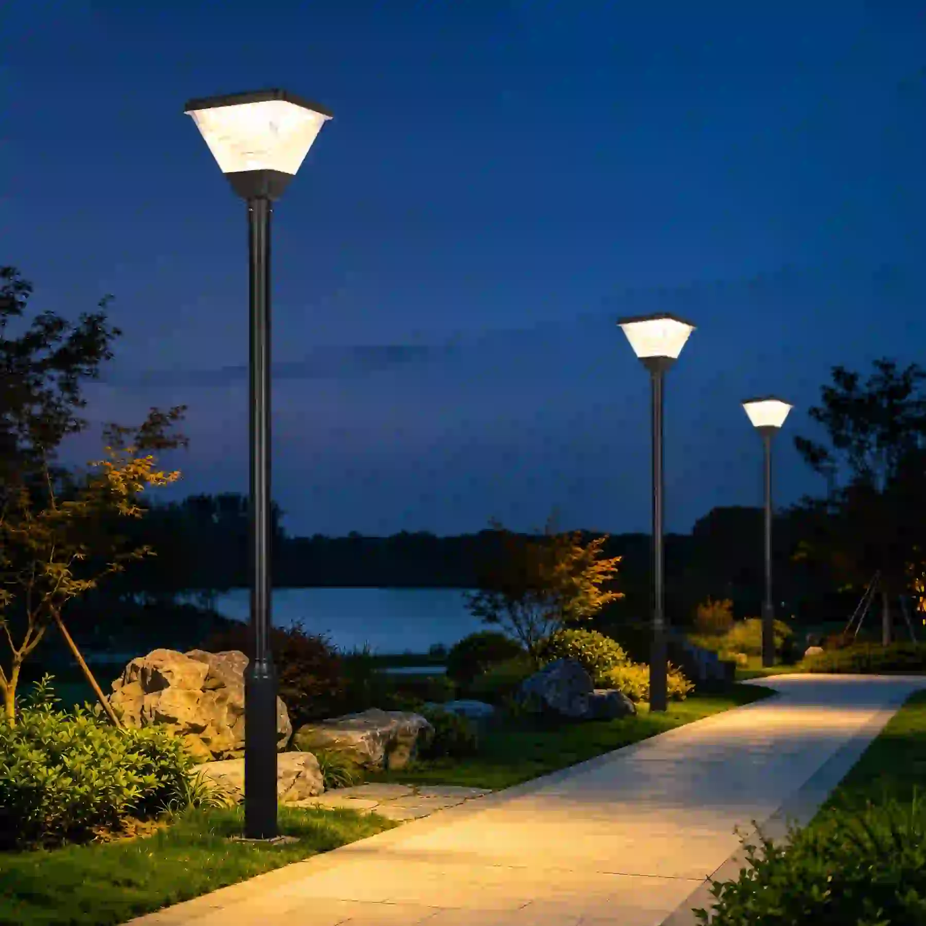 GGD-002 solar light in a planted garden bed