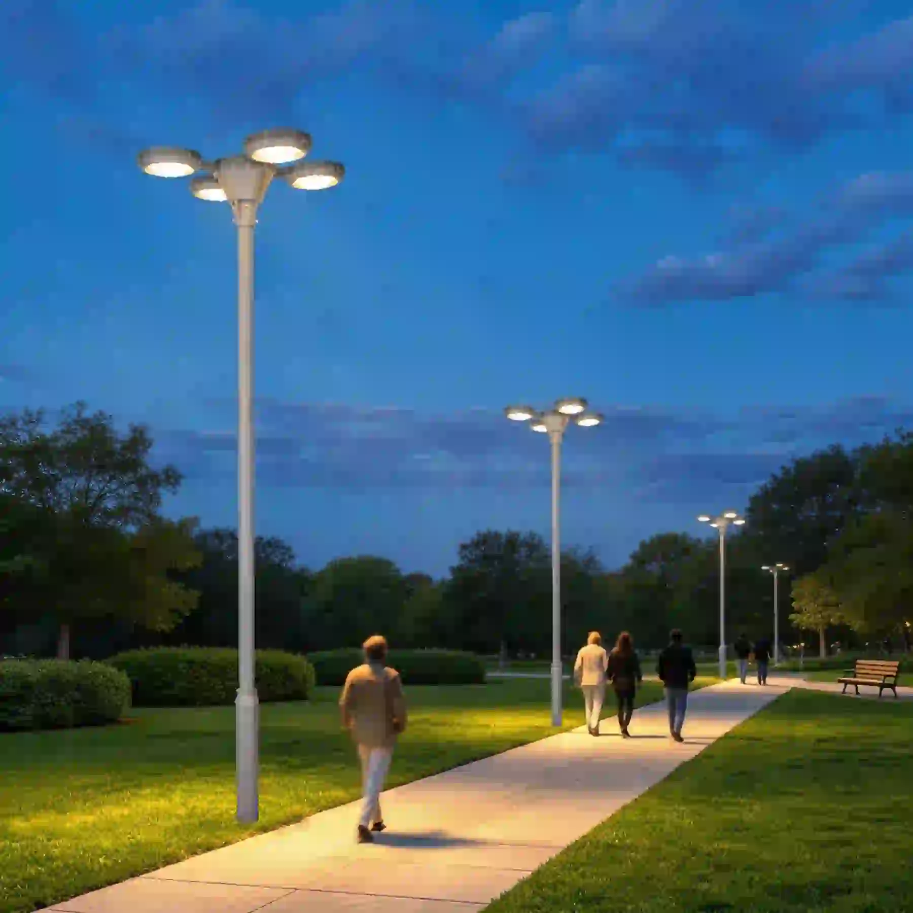 GGD-2005 solar lights along a garden path