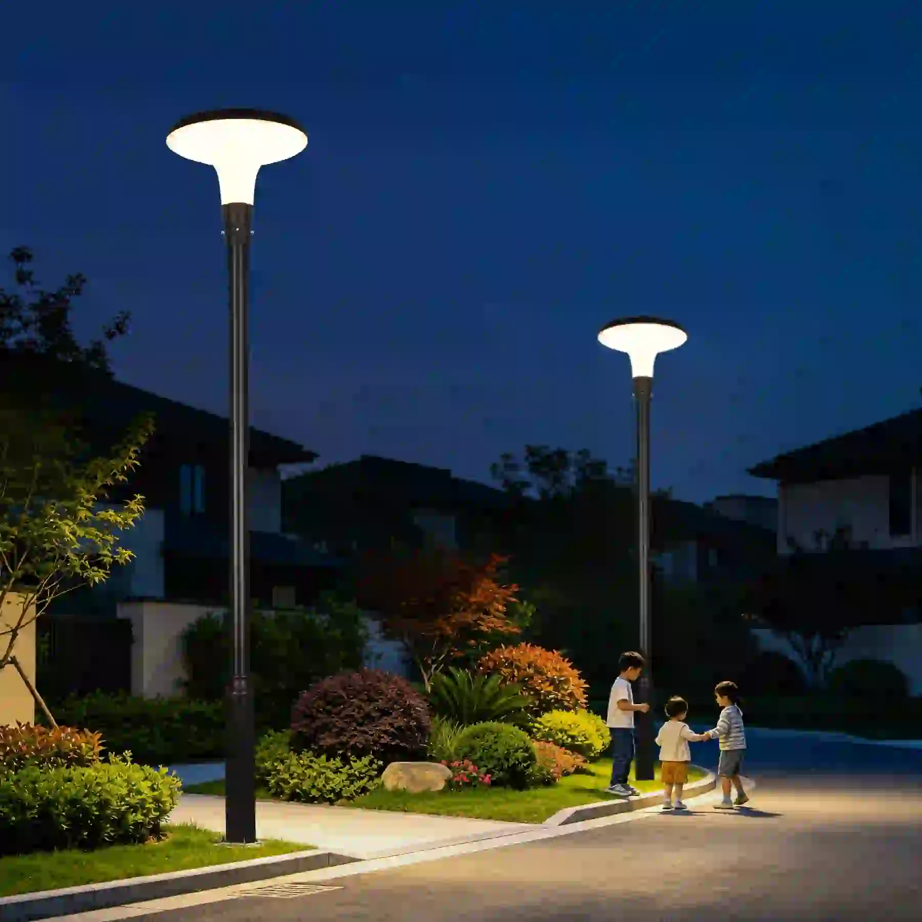 TYD-1104 solar lights beside a residential entry