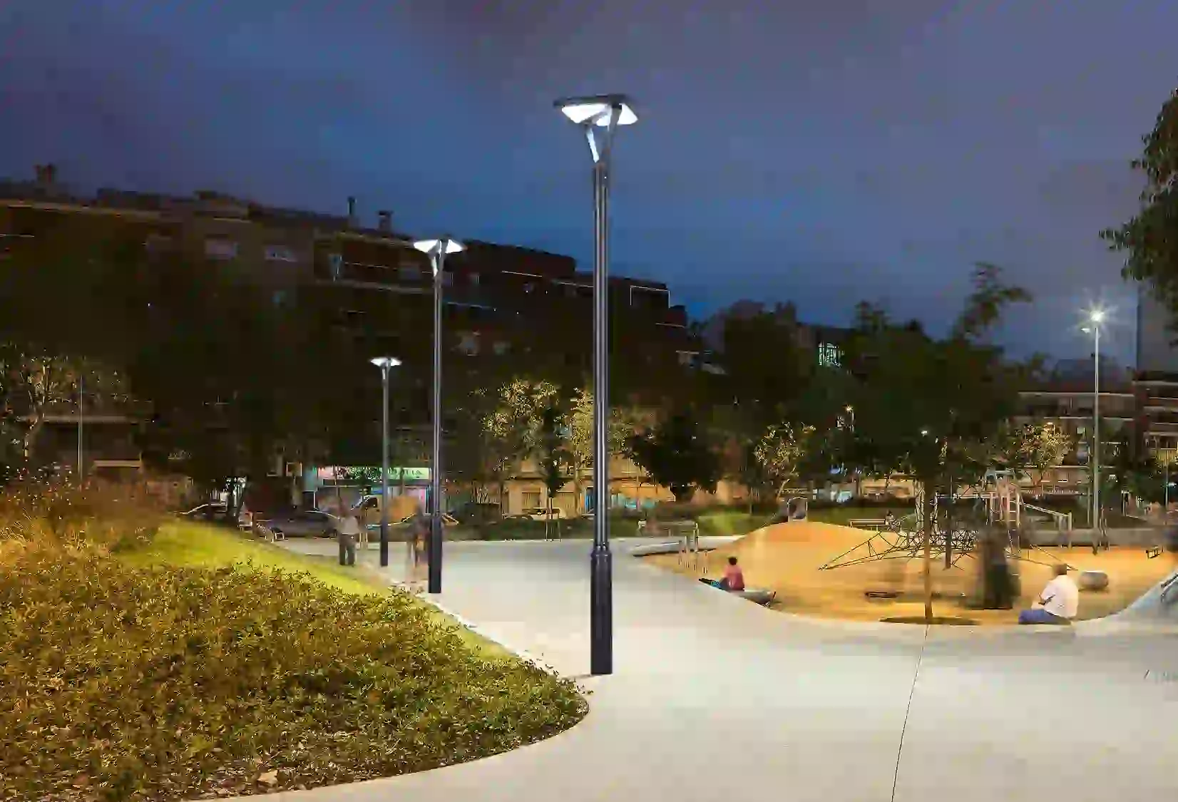 TYD-2403 solar light beside a patio seating area