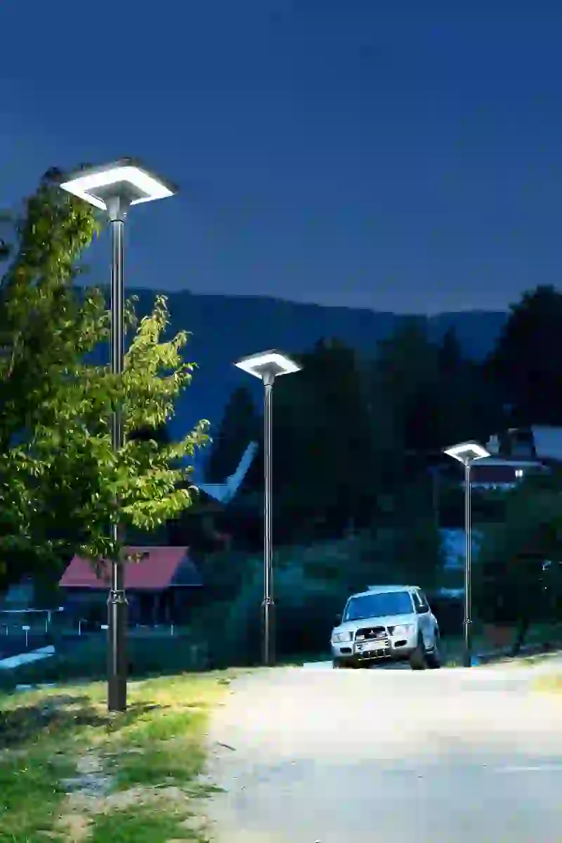 TYD-2505 solar light beside a patio seating area