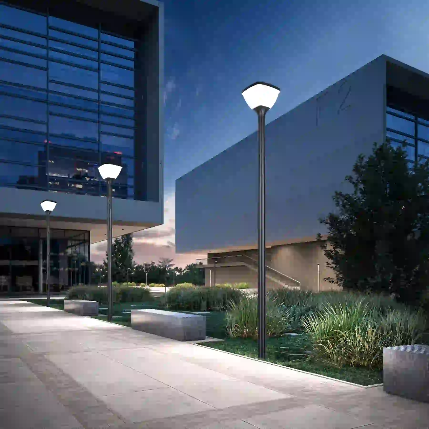 TYD-2508 solar lights in a courtyard