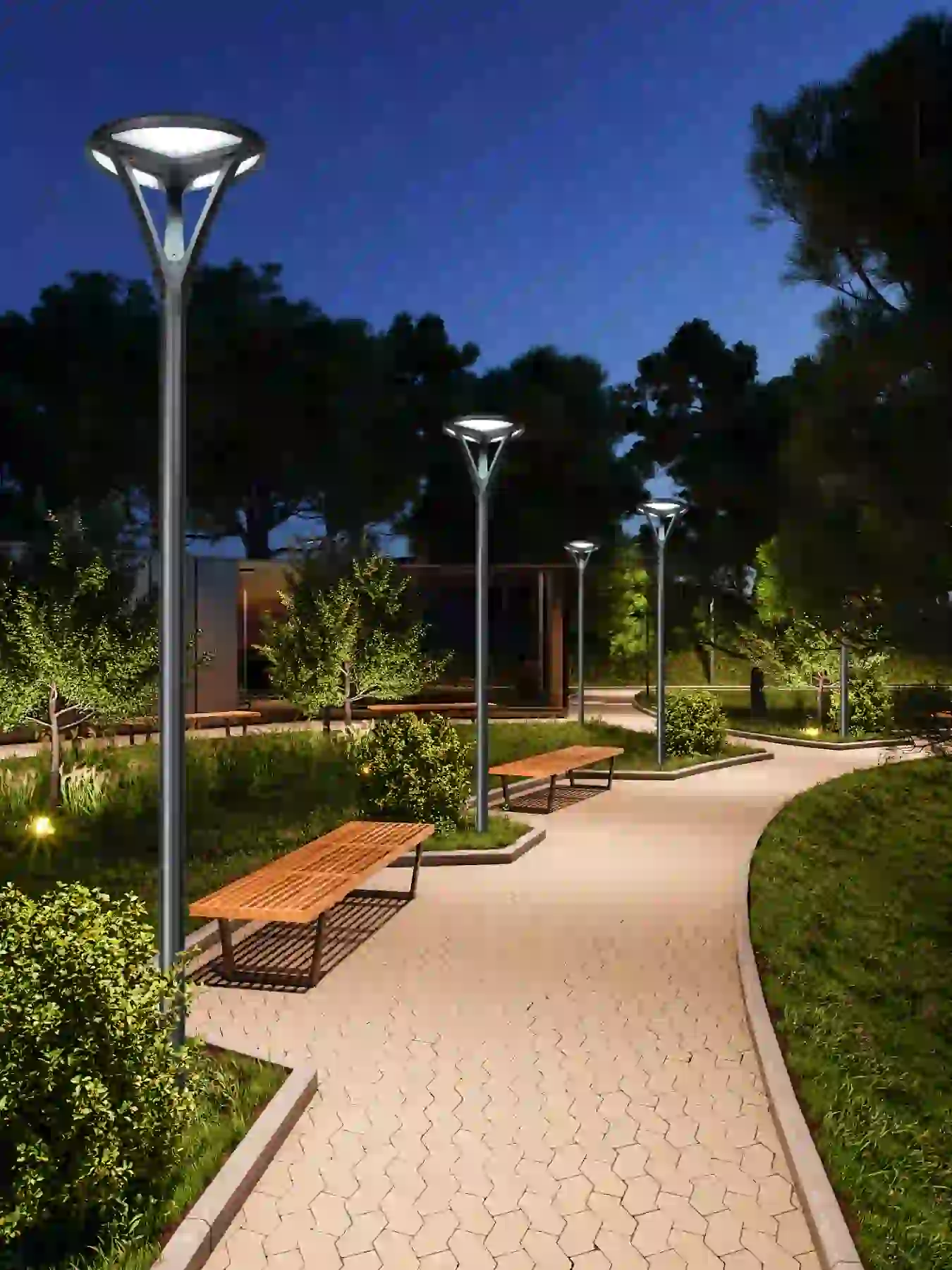 TYD-2609 solar lights in a courtyard