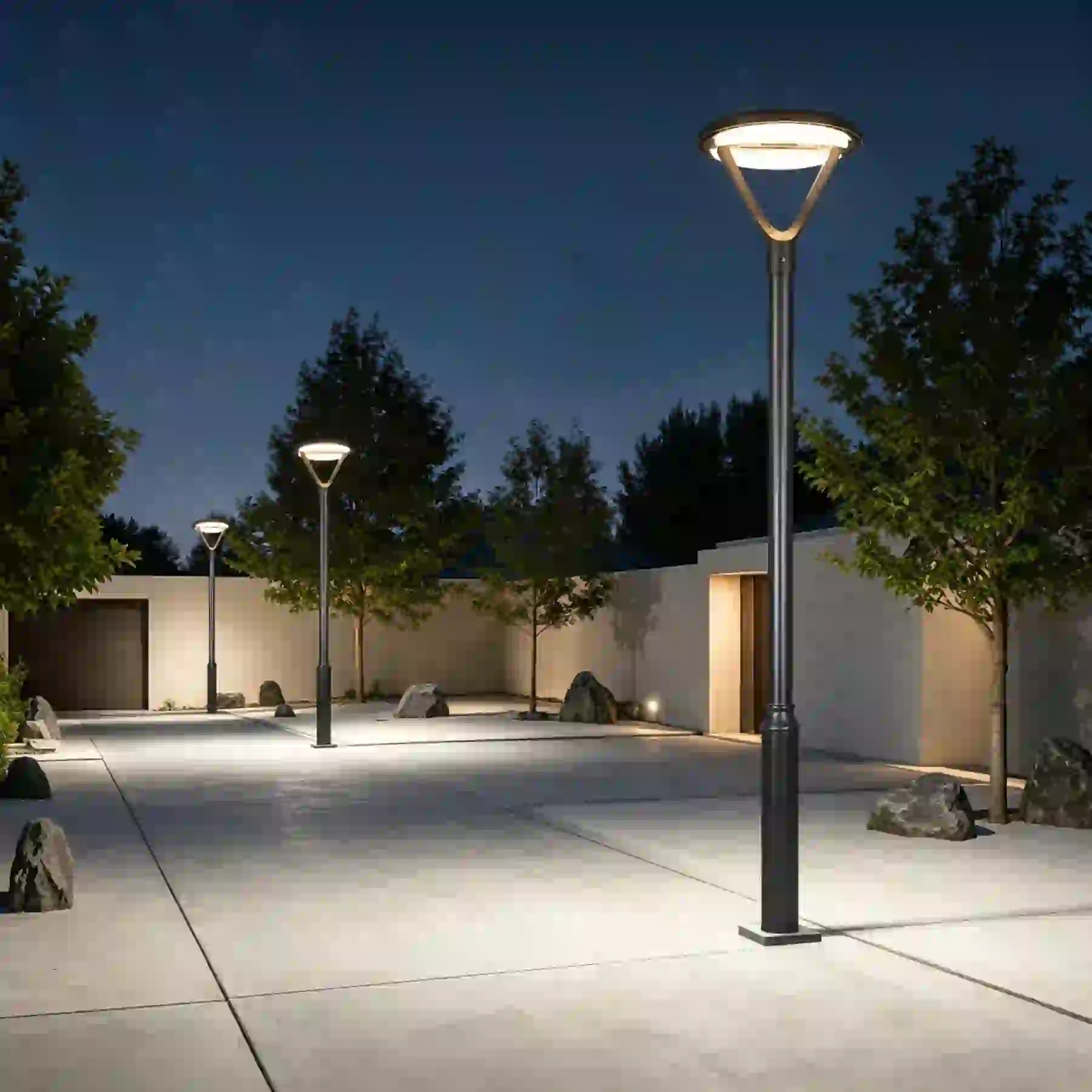 TYD-2705 solar lights along a garden path