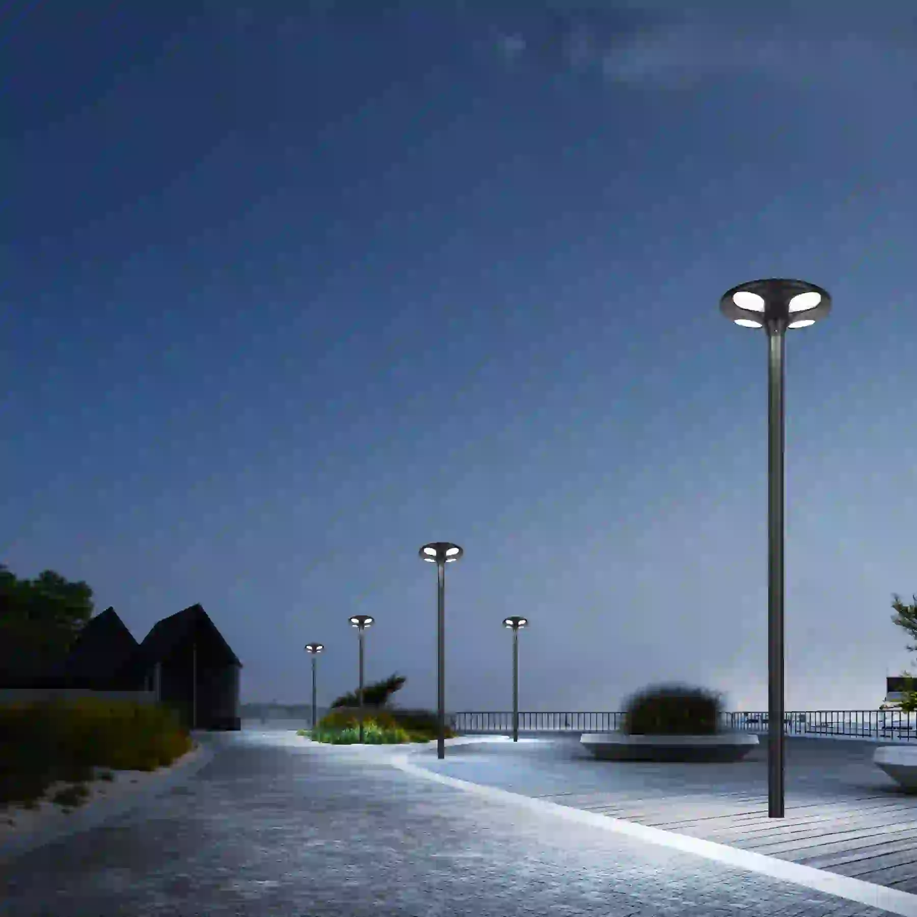 TYD-2806 solar lights along a garden path