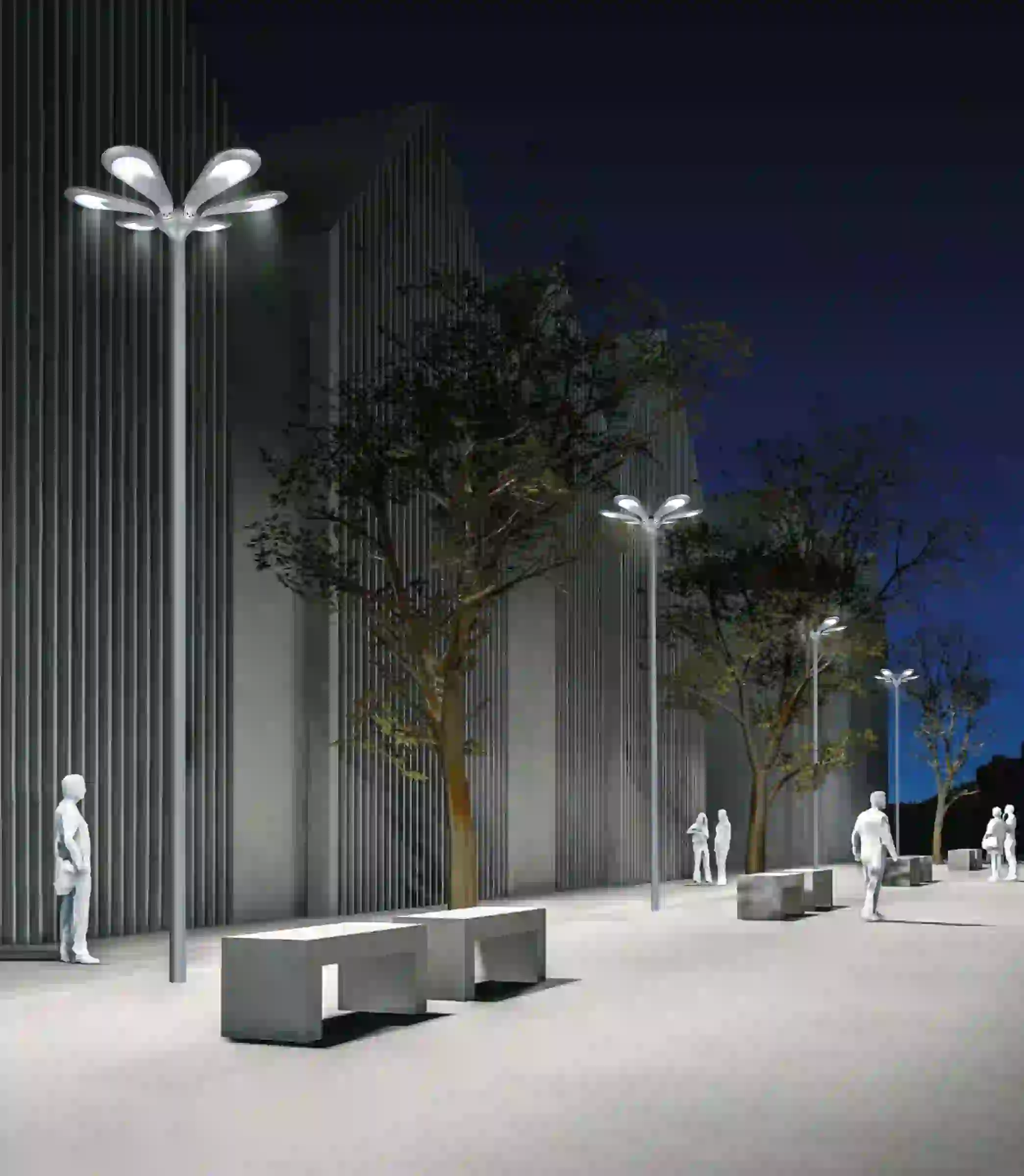 TYD-5105 solar lights lining a landscaped area