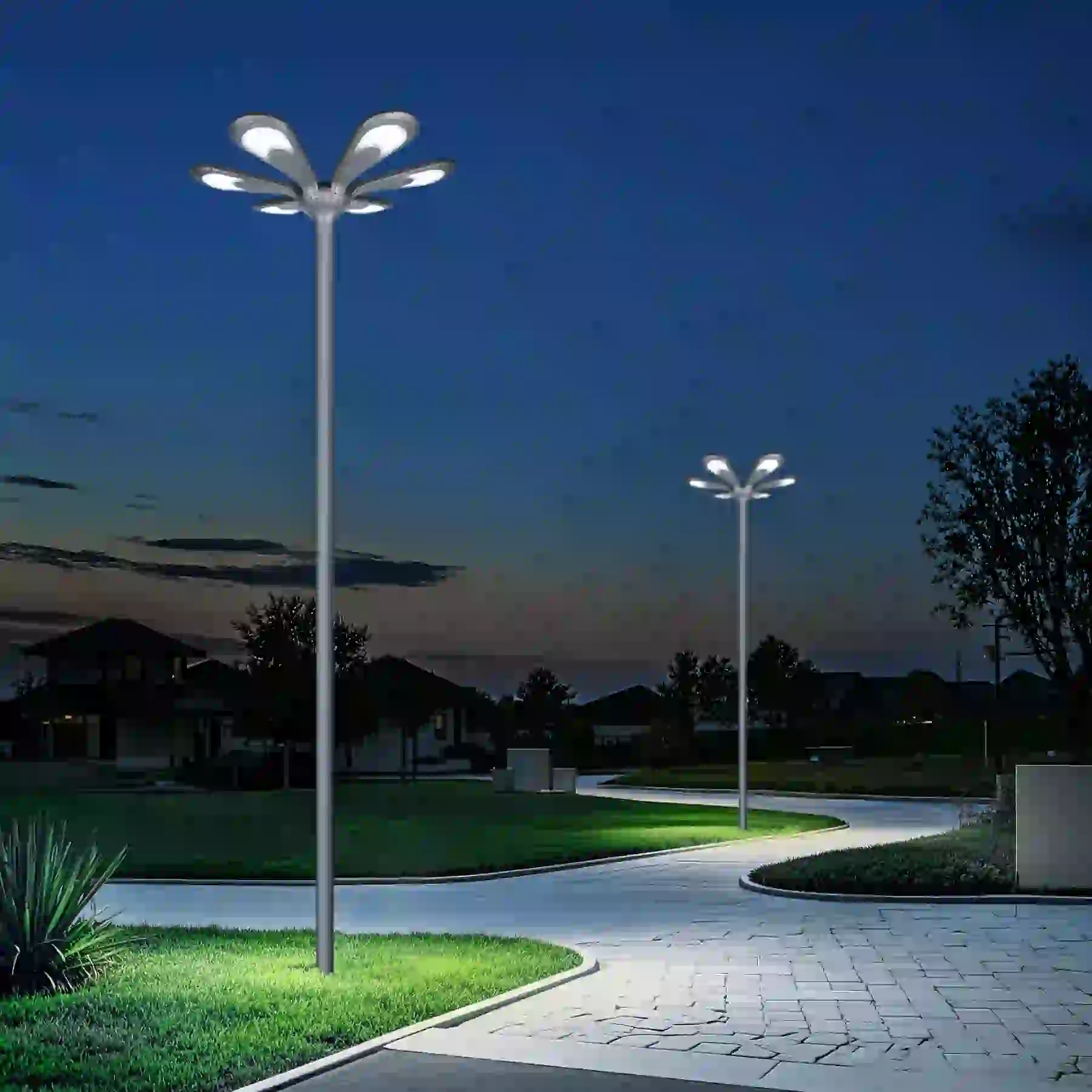 TYD-5105 solar lights in a courtyard