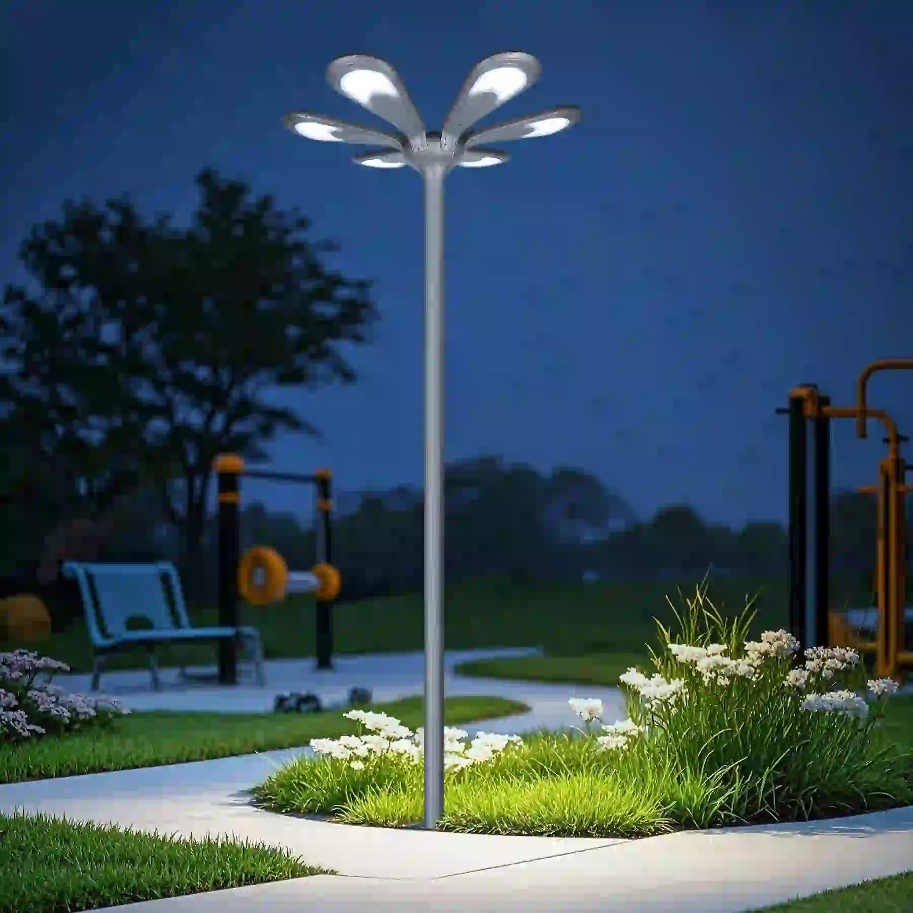 TYD-5105 solar lights along a garden path