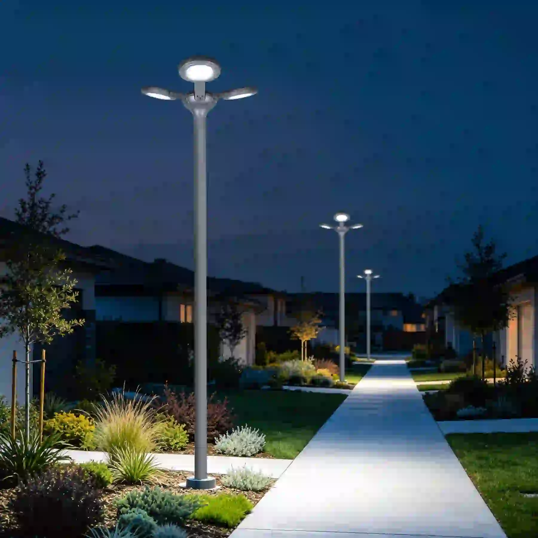 TYD-5106 solar light in a planted garden bed