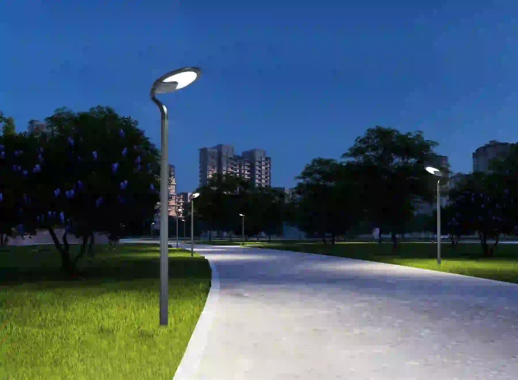 TYD-5108 solar lights along a garden path