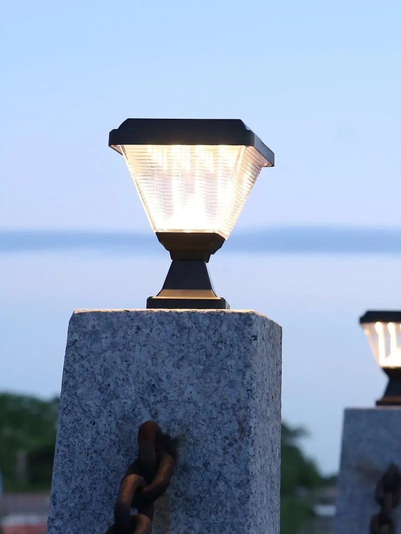 ZTD-0406 Solar Pillar Light installed at a pillar-top site at dusk