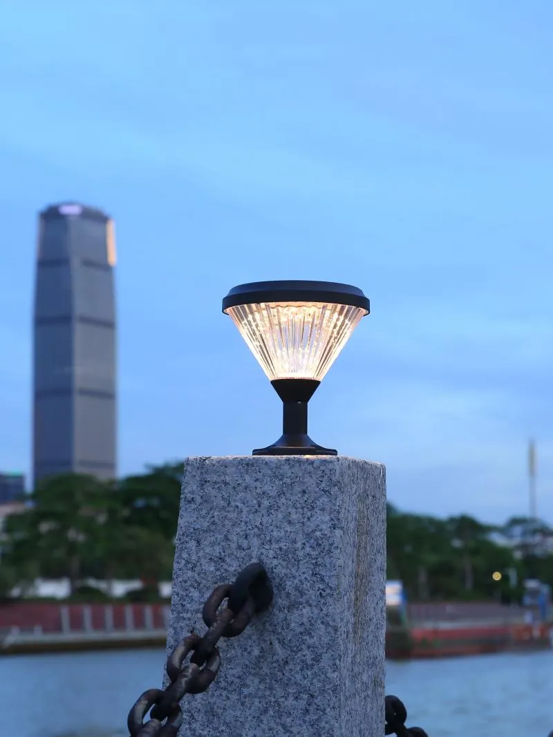 ZTD-0804 Solar Pillar Light installed at a pillar-top site at dusk